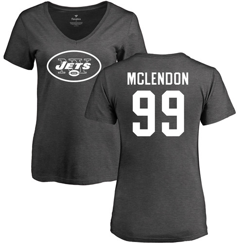 New York Jets Ash Women Steve McLendon One Color NFL Football #99 T Shirt